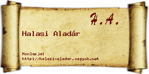 Halasi Aladár névjegykártya